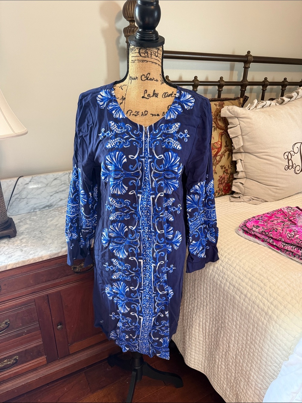 Lilly Pulitzer Navy and Bright Blue Floral Tunic Dress